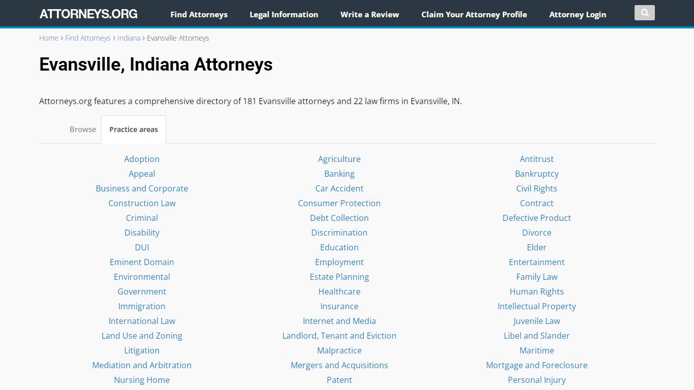 Evansville, Indiana Attorneys (IN)