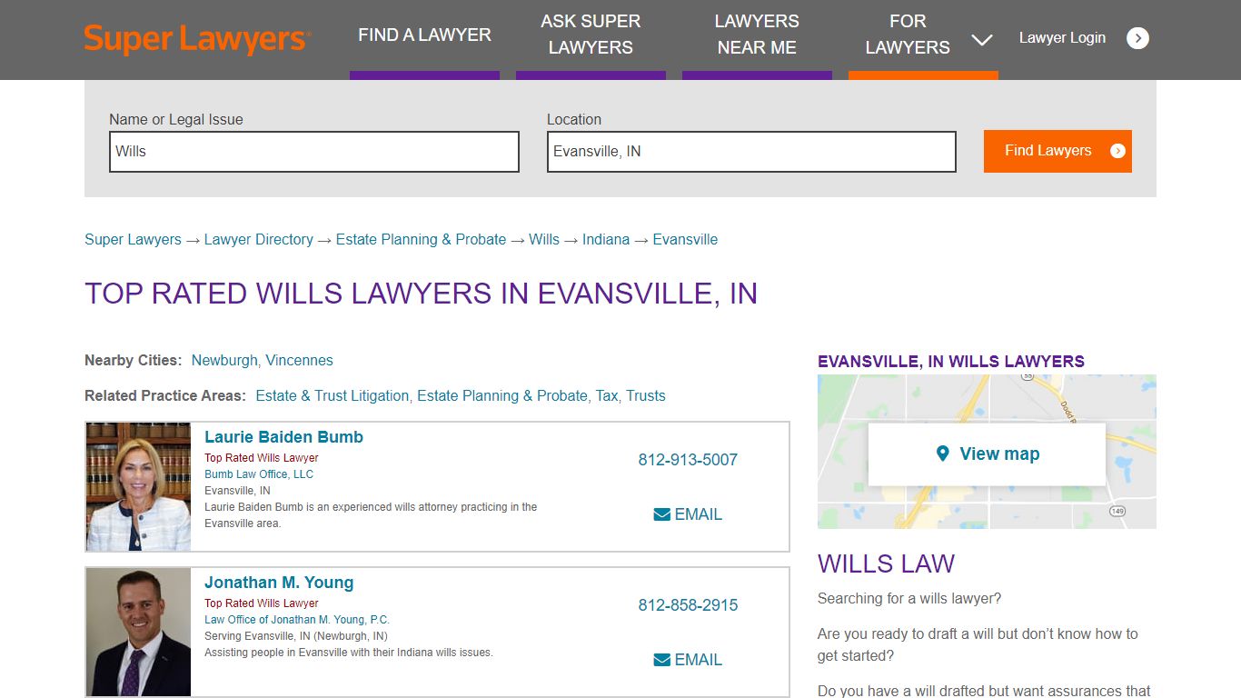 Best Evansville, IN Wills Attorneys | Super Lawyers